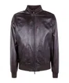 Barba Napoli Ribbed Leather Jacket In Brown