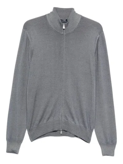 Barba Napoli Full Zip Cardigan In Gray