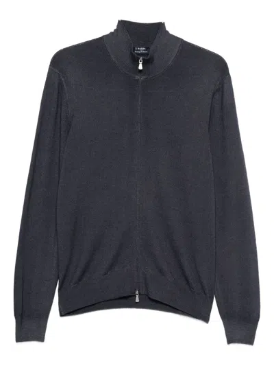 Barba Napoli Full Zip Cardigan In Gray