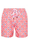 Barba Napoli Geometric-print Swim Shorts In Red