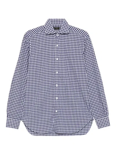 Barba Napoli Gingham-check Shirt In Blue