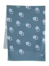 Barba Napoli Graphic-print Frayed Scarf In Blue