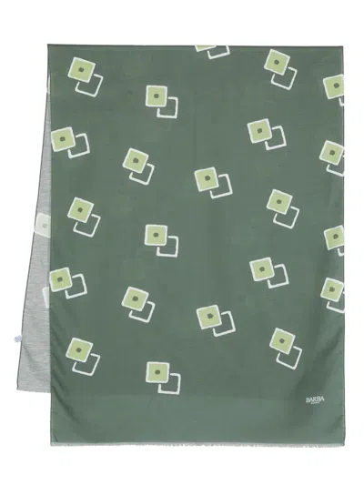 Barba Napoli Graphic-print Frayed Scarf In Green