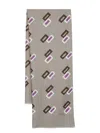 Barba Napoli Graphic-print Frayed Scarf In Grey