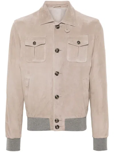 Barba Napoli Greg Suede Jacket In Neutrals