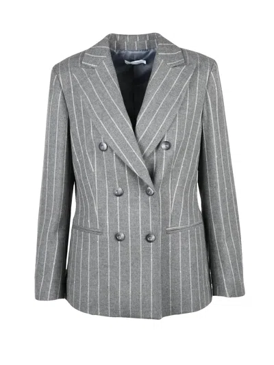 Barba Napoli Grey Virgin Wool-blend Pinstripe Double-breasted Jacket