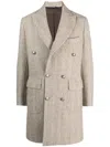 Barba Napoli Herringbone Double-breasted Coat In Neutrals