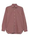 Barba Napoli Herringbone-effect Cotton Shirt In Burgundy