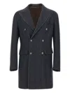 Barba Napoli Herringbone Peak-lapel Coat In Blue