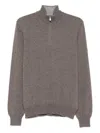 Barba Napoli High-neck Half-zip Sweater In Brown