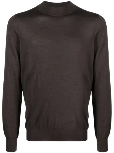 Barba Napoli High-neck Virgin-wool Jumper In Brown