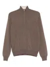 Barba Napoli High-neck Zipped Sweater In Brown