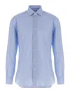 Barba Napoli Honeycomb Pattern Cotton Shirt In Blue