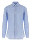 Barba Napoli Honeycomb Pattern Cotton Shirt In Blue