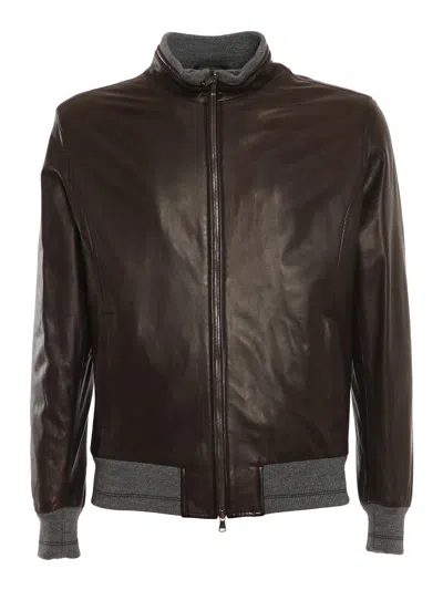 Barba Napoli Reversible Padded Sport Jacket In Dark Brown