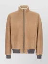 Barba Napoli Jacket Collared Ribbed Cuffs In Brown