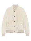Barba Napoli Panna Tailored Jacket With High Collar And Zippered Pockets In Neutral