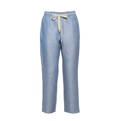 BARBA NAPOLI JOKE STRAIGHT TROUSERS IN LIGHT BLUE LINEN