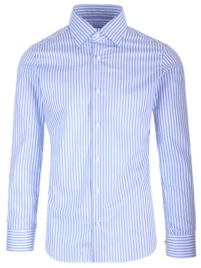 Barba Napoli Journey Line Cotton Oxford Shirt In Light Blue