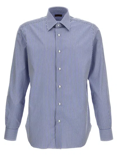 Barba Napoli Striped Shirt In Light Blue