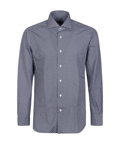 Barba Napoli Lapel Long-sleeved Shirt In Gray