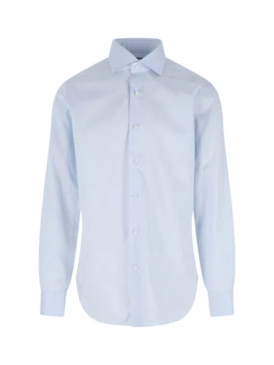 Barba Napoli Light Blue Classic Cotton Long-sleeve Shirt