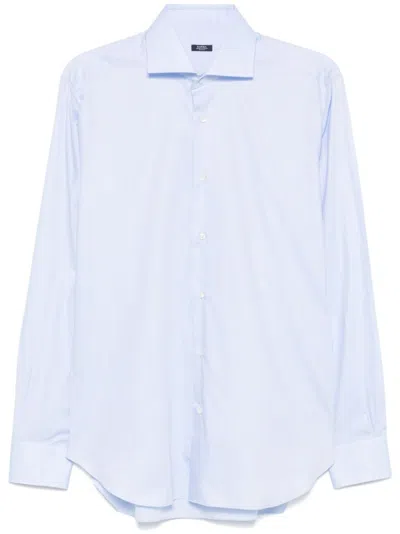 BARBA NAPOLI LIGHT BLUE COTTON SHIRT