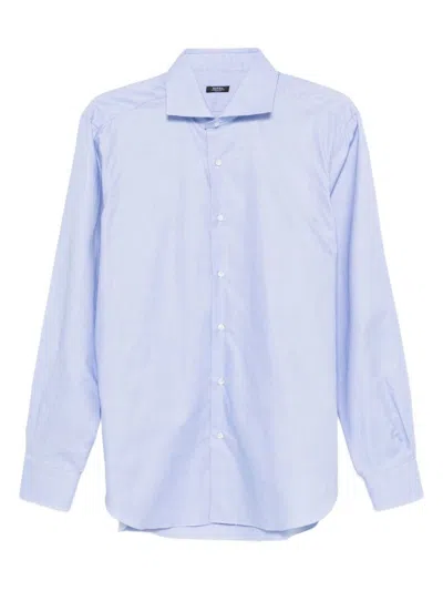 BARBA NAPOLI LIGHT BLUE COTTON SHIRT