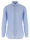 Barba Napoli Honeycomb Pattern Cotton Shirt In Blue