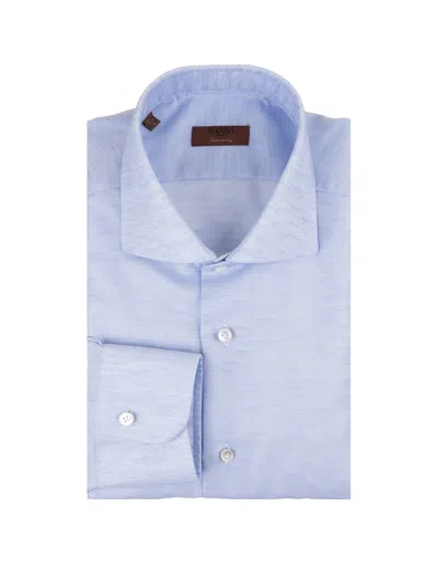 Barba Napoli Light Blue Linen And Cotton Classic Shirt