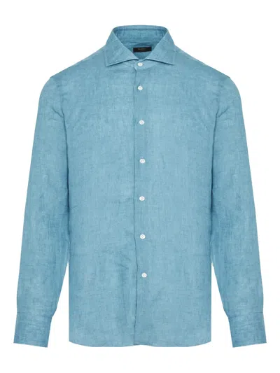Barba Napoli Linen Shirt In Blue