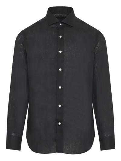 Barba Napoli Linen Shirt In Black