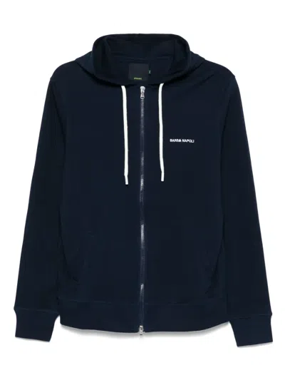 Barba Napoli Logo-embroidered Hoodie In Blue