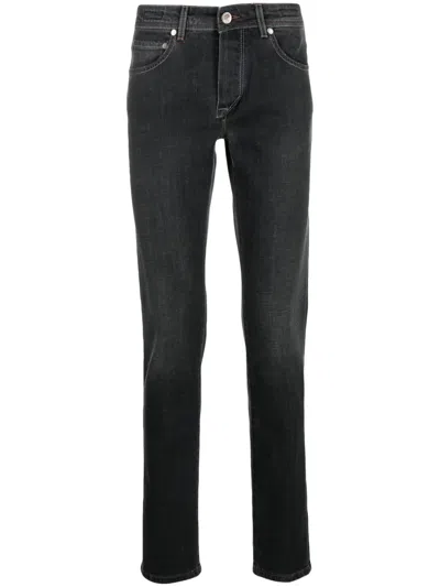 Barba Napoli Logo-patch Stretch Skinny Jeans In Black