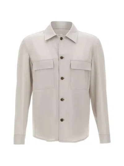 Barba Napoli London Flap-pocket Button Shirt Jacket In Gray