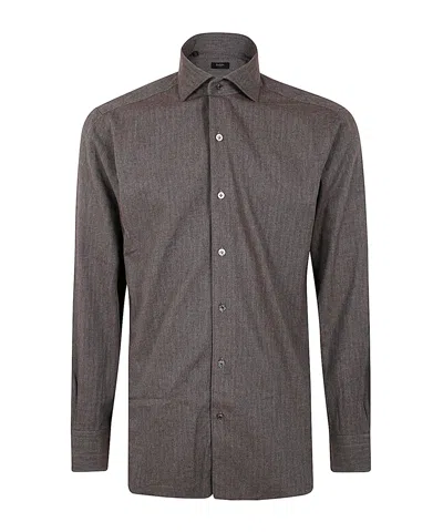 Barba Napoli Long Sleeve Button-down Shirt In Black
