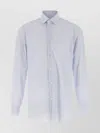 Barba Napoli Vertical Stripe Cotton Poplin Shirt With Structured Collar In Blue