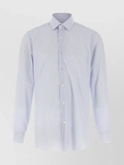 BARBA NAPOLI LONG SLEEVE BUTTON-DOWN STRIPED SHIRT WITH CUFFS