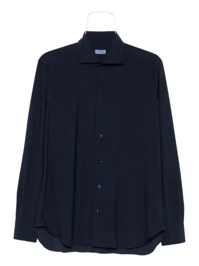 Barba Napoli Long-sleeve Button-up Shirt In Blue