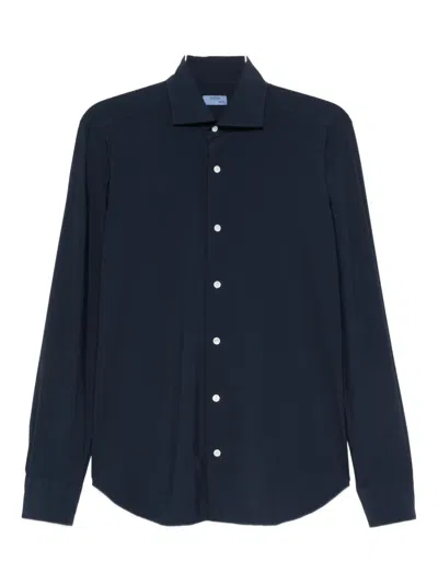 Barba Napoli Long-sleeve Button-up Shirt In Blue