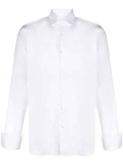 Barba Napoli Long-sleeve Buttoned Shirt In White