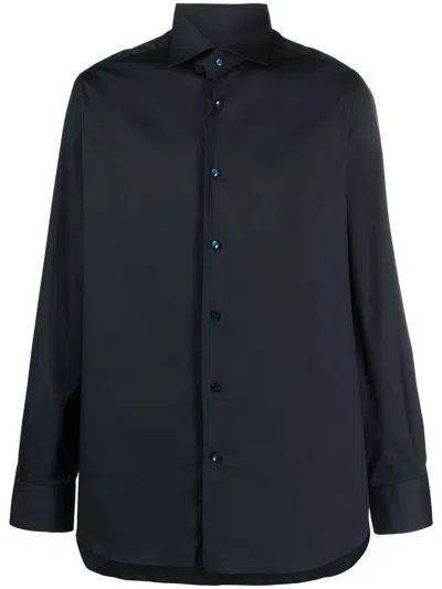Barba Napoli Long-sleeve Cotton Shirt In Black