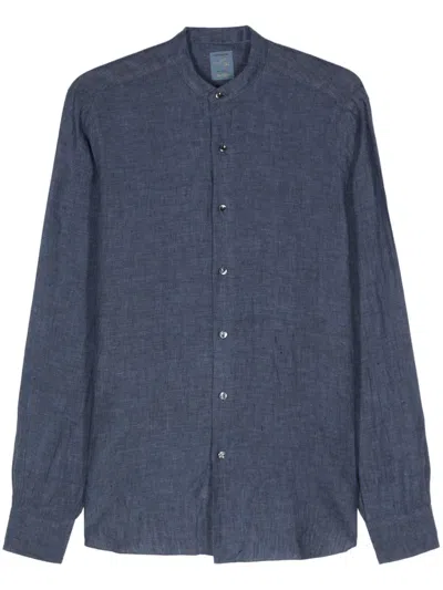 Barba Napoli Long-sleeve Linen Shirt In Blue