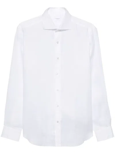 Barba Napoli Long-sleeve Linen Shirt In White