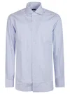 Barba Napoli Long Sleeve Neck Shirt In Bianco/azzurro