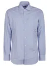 Barba Napoli Micro-pattern Cotton Shirt In Bianco/blu