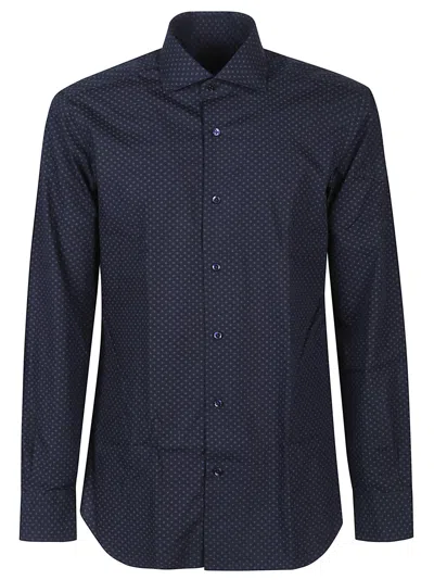 Barba Napoli Long Sleeve Neck Shirt In Blue