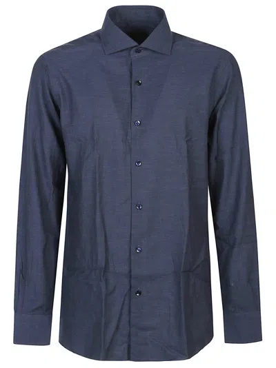 Barba Napoli Long Sleeve Neck Shirt In Blue