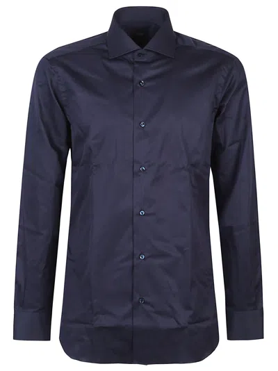 Barba Napoli Long Sleeve Neck Shirt In Blue