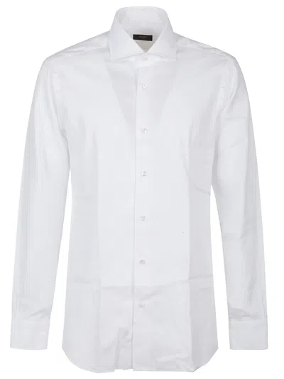 Barba Napoli Long Sleeve Neck Shirt In White